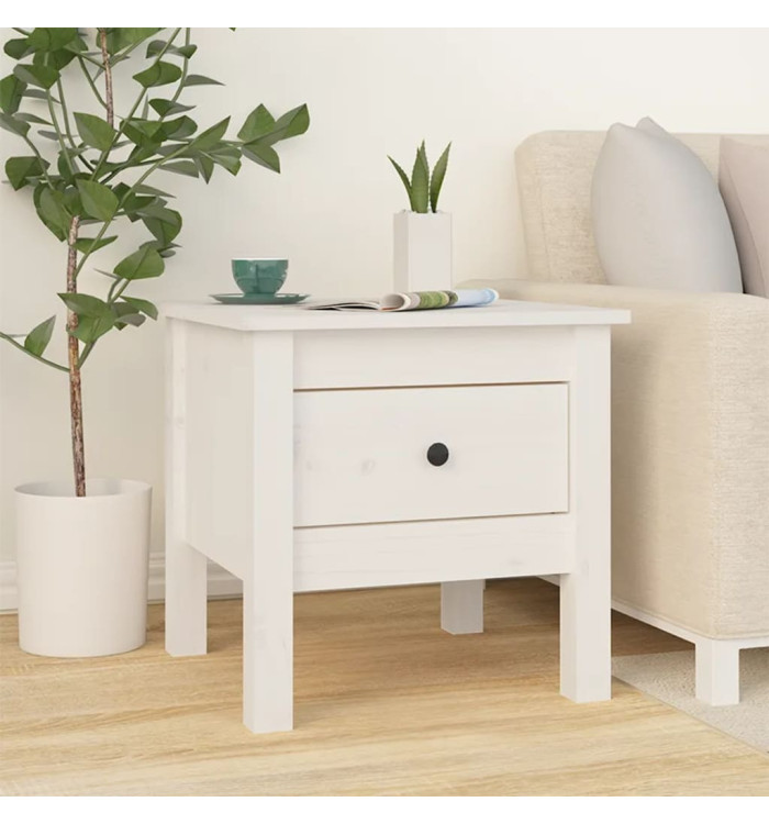 Table d'appoint Blanc 40x40x39 cm Bois massif de pin | Mobilier & Déco