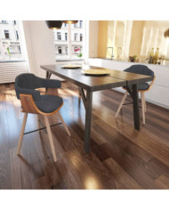 Chaises à manger lot de 2 gris foncé bois courbé et tissu | Mobilier & Déco