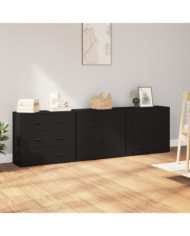 Buffets 3 pcs noir bois d'ingénierie | Mobilier & Déco