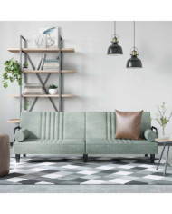 Canapé-lit avec accoudoirs gris clair velours | Mobilier & Déco