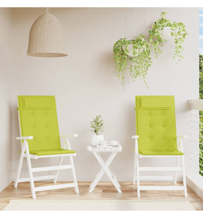 Coussins de chaise à dossier haut lot de 2 vert vif | Mobilier & Déco