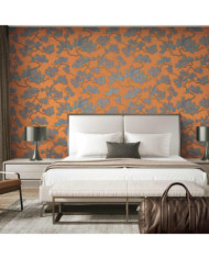 DUTCH WALLCOVERINGS Papier peint Motif avec pins Bleu et orange | Mobilier & Déco