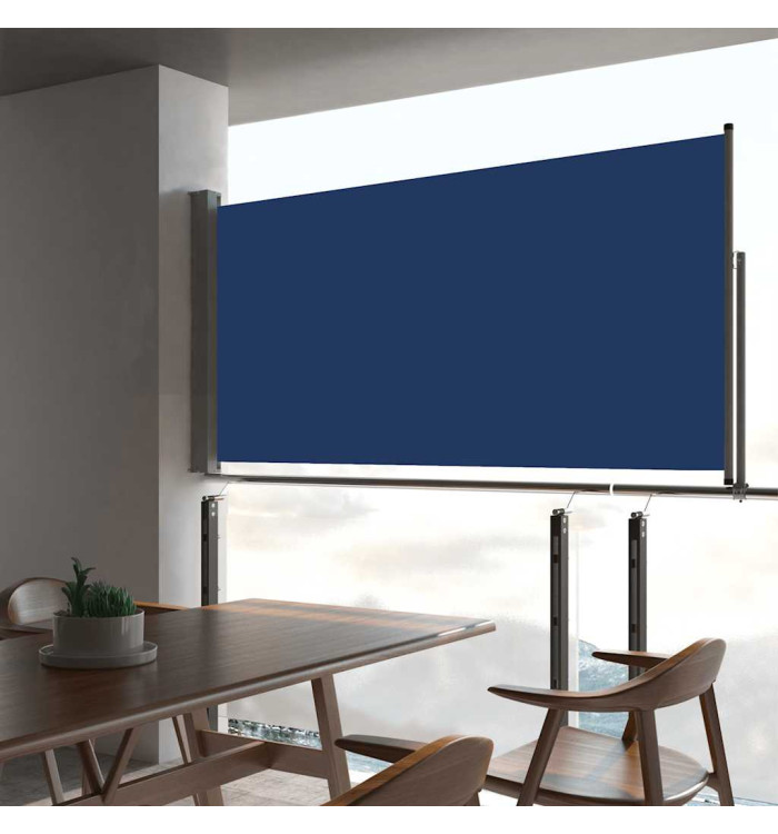 Auvent latéral rétractable de patio 80x300 cm Bleu | Mobilier & Déco