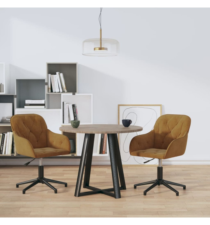 Chaises pivotantes à manger lot de 2 Marron Velours | Mobilier & Déco