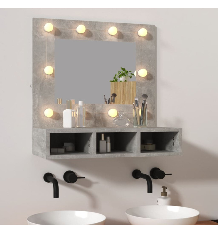 Armoire à miroir avec LED Gris béton 60x31,5x62 cm | Mobilier & Déco