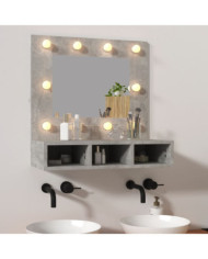 Armoire à miroir avec LED Gris béton 60x31,5x62 cm | Mobilier & Déco