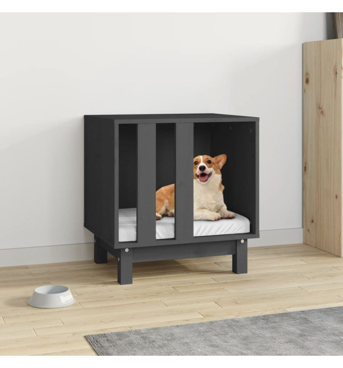 Niche pour chien Gris 50x40x52 cm Bois de pin massif | Mobilier & Déco