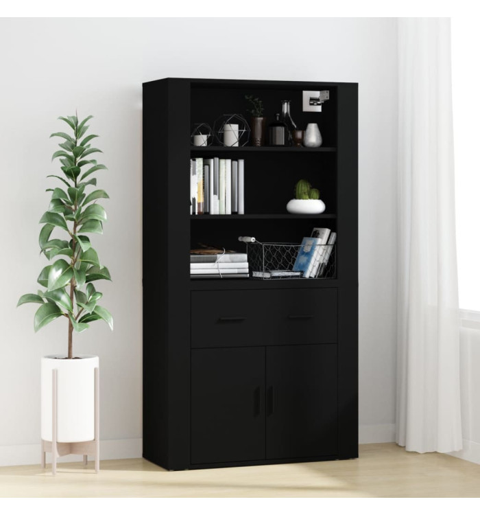 Buffet haut Noir Bois d'ingénierie | Mobilier & Déco