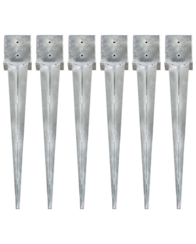 Piquets au sol 6 pcs Argenté 14x14x91 cm Acier galvanisé | Mobilier & Déco