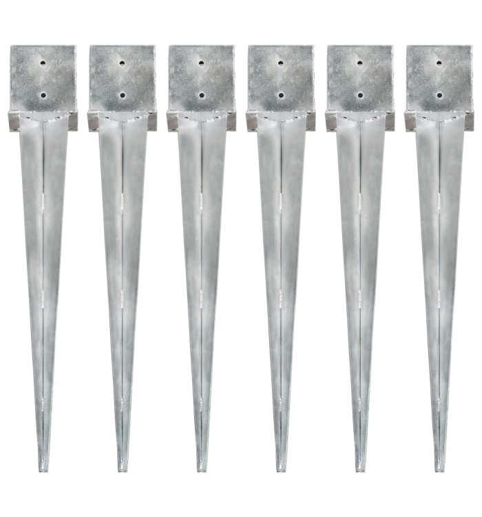 Piquets au sol 6 pcs Argenté 14x14x91 cm Acier galvanisé | Mobilier & Déco
