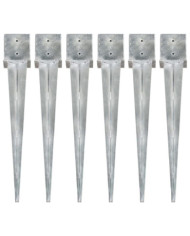 Piquets au sol 6 pcs Argenté 14x14x91 cm Acier galvanisé | Mobilier & Déco
