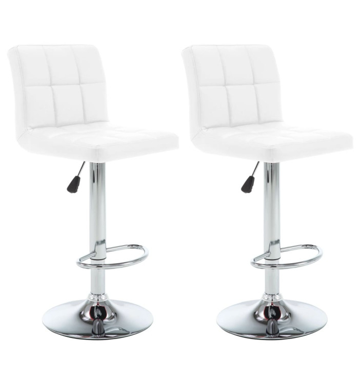 Tabourets de bar lot de 2 blanc similicuir | Mobilier & Déco