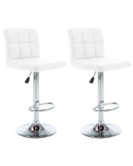 Tabourets de bar lot de 2 blanc similicuir | Mobilier & Déco