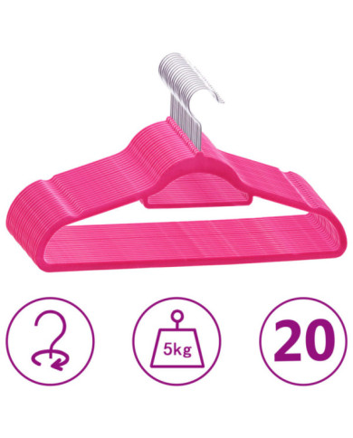 Cintres antidérapants 20 pcs Rose Velours | Mobilier & Déco