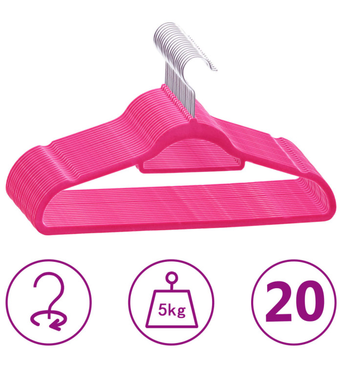 Cintres antidérapants 20 pcs Rose Velours | Mobilier & Déco