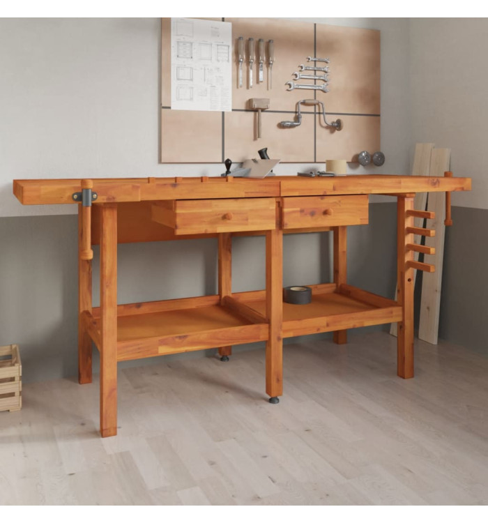 Établi avec tiroirs et étaux 192x62x83 cm Bois massif d'acacia | Mobilier & Déco