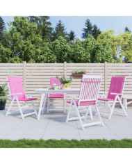 Coussins de chaise à dossier haut lot de 4 rose tissu | Mobilier & Déco