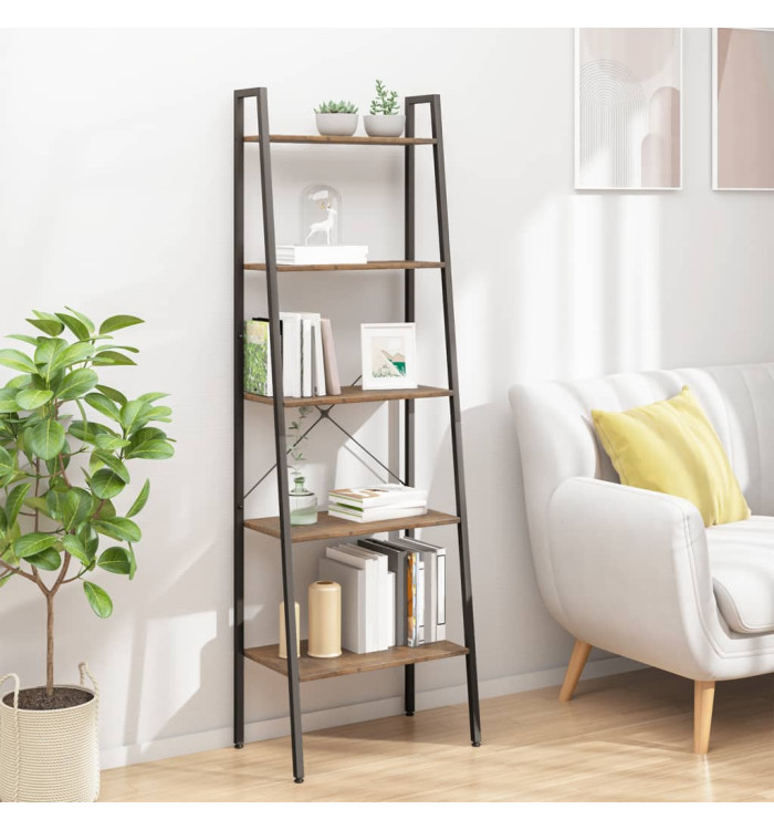 Étagère sur pied 5 niveaux Marron foncé et noir 56x35x174 cm | Mobilier & Déco