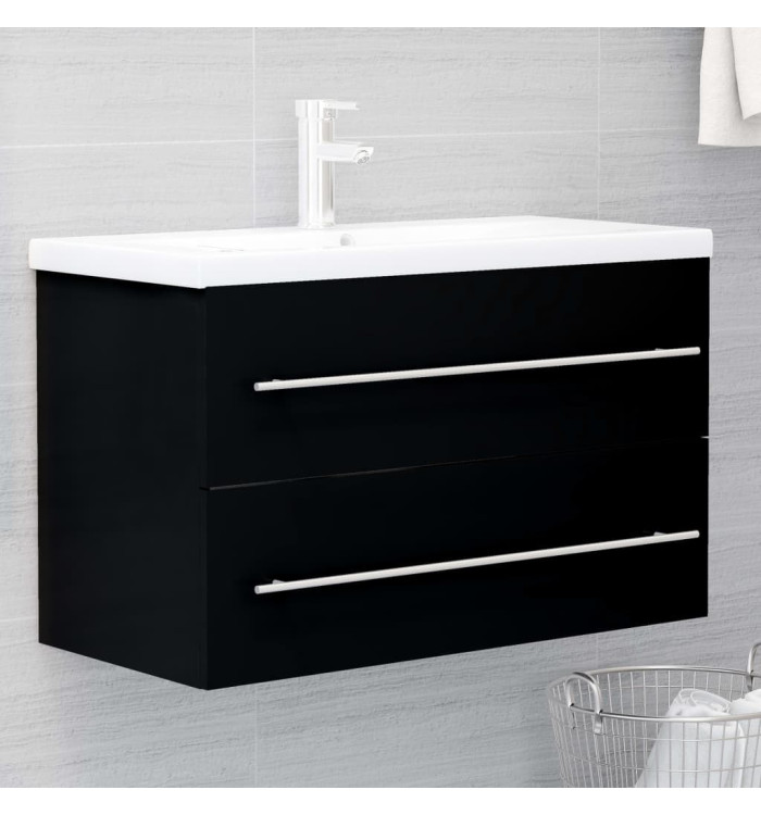 Armoire d'évier Noir 80x38,5x48 cm Bois d’ingénierie | Mobilier & Déco
