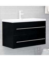 Armoire d'évier Noir 80x38,5x48 cm Bois d’ingénierie | Mobilier & Déco
