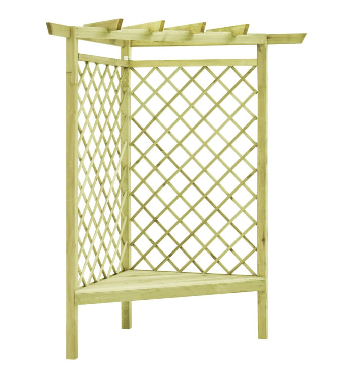 Pergola d'angle avec siège 130x130x197 cm Pin imprégné | Mobilier & Déco