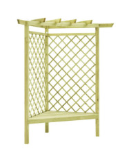 Pergola d'angle avec siège 130x130x197 cm Pin imprégné | Mobilier & Déco