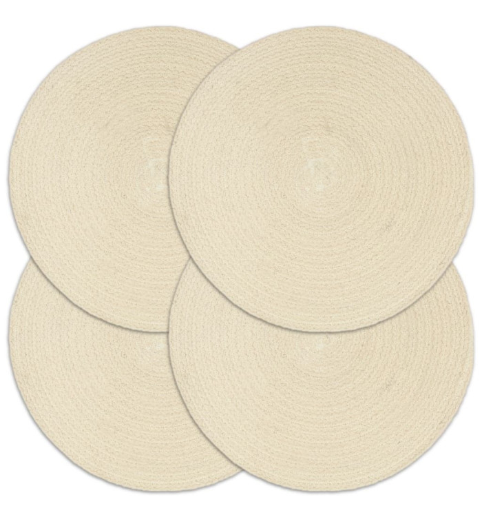 Napperons 4 pcs Naturel Plain 38 cm Rond Coton | Mobilier & Déco