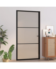 Porte intérieure 102,5x201,5 cm Noir Verre mat et aluminium | Mobilier & Déco