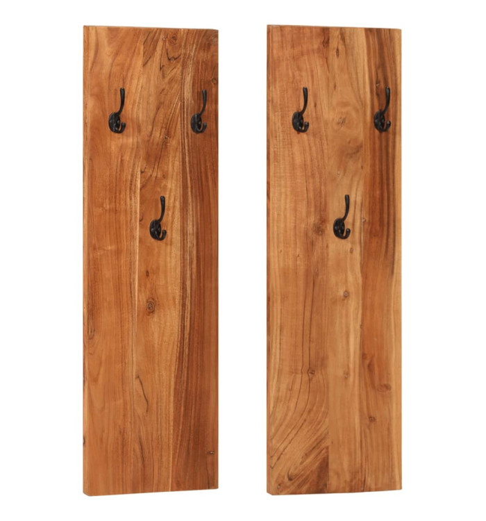 Porte-manteaux muraux 2 pcs 36x3x110 cm Bois d'acacia massif | Mobilier & Déco
