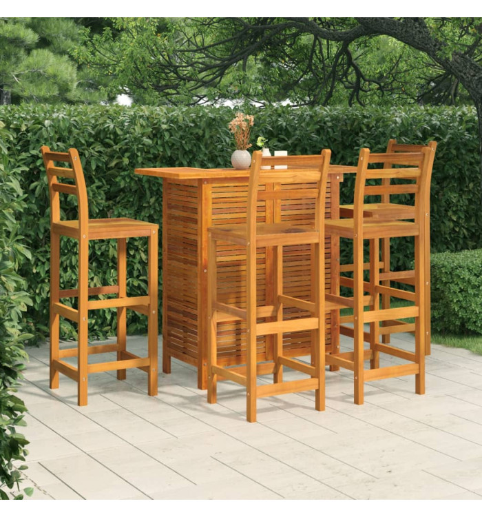 Ensemble de bar de jardin 5 pcs Bois d'acacia solide | Mobilier & Déco