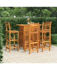 Ensemble de bar de jardin 5 pcs Bois d'acacia solide | Mobilier & Déco