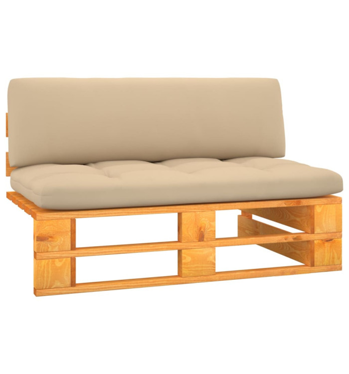 Canapé central palette de jardin marron miel bois pin imprégné | Mobilier & Déco
