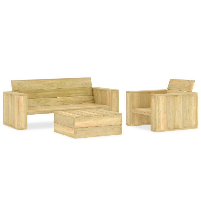 Salon de jardin 3 pcs Bois de pin imprégné | Mobilier & Déco
