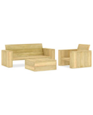 Salon de jardin 3 pcs Bois de pin imprégné | Mobilier & Déco