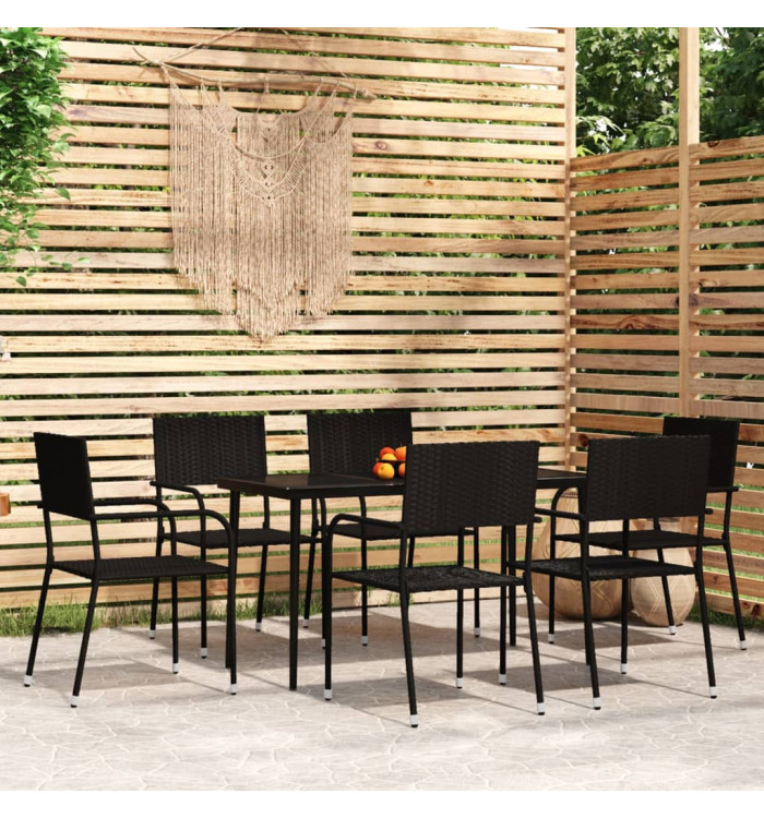 Ensemble à manger de jardin 7 pcs Noir | Mobilier & Déco