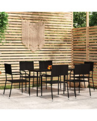 Ensemble à manger de jardin 7 pcs Noir | Mobilier & Déco