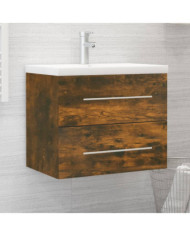 Meuble lavabo avec bassin intégré Chêne fumé Bois d'ingénierie | Mobilier & Déco