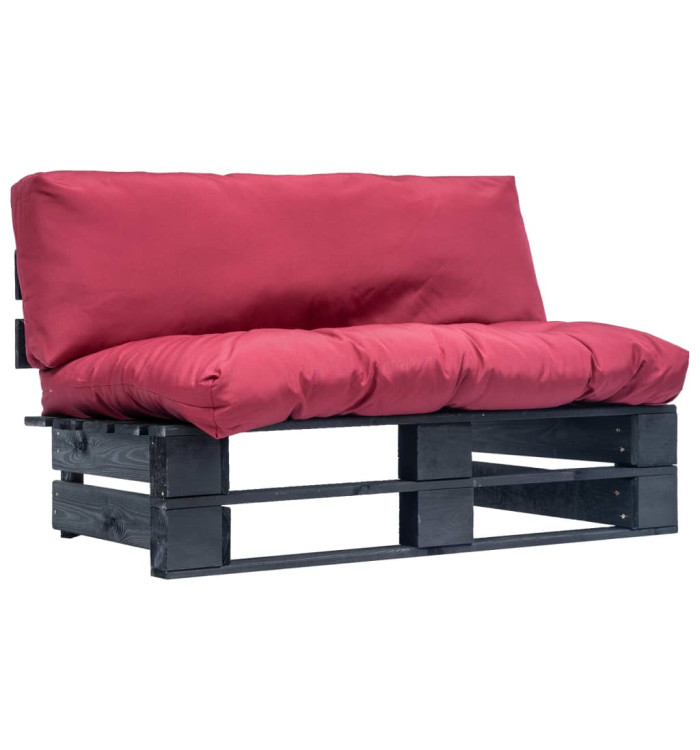 Canapé de jardin palette avec coussins rouge Pinède | Mobilier & Déco