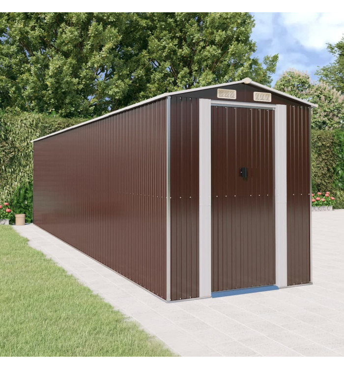 Abri de jardin Marron foncé 192x772x223 cm Acier galvanisé | Mobilier & Déco