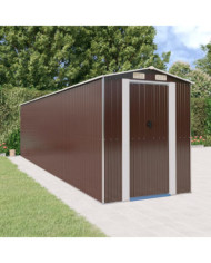 Abri de jardin Marron foncé 192x772x223 cm Acier galvanisé | Mobilier & Déco