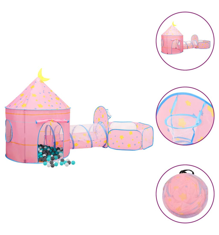 Tente de jeu pour enfants avec 250 balles Rose 301x120x128 cm | Mobilier & Déco