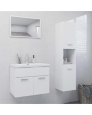 Ensemble de meubles de salle de bain blanc bois d'ingénierie | Mobilier & Déco