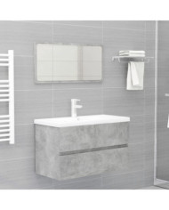 Ensemble de meubles de salle de bain gris béton bois ingénierie | Mobilier & Déco