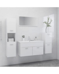 Ensemble de meubles de salle de bain Blanc brillant Aggloméré | Mobilier & Déco