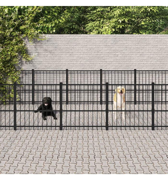 Chenil d'extérieur pour chiens Acier 16,94 m² | Mobilier & Déco