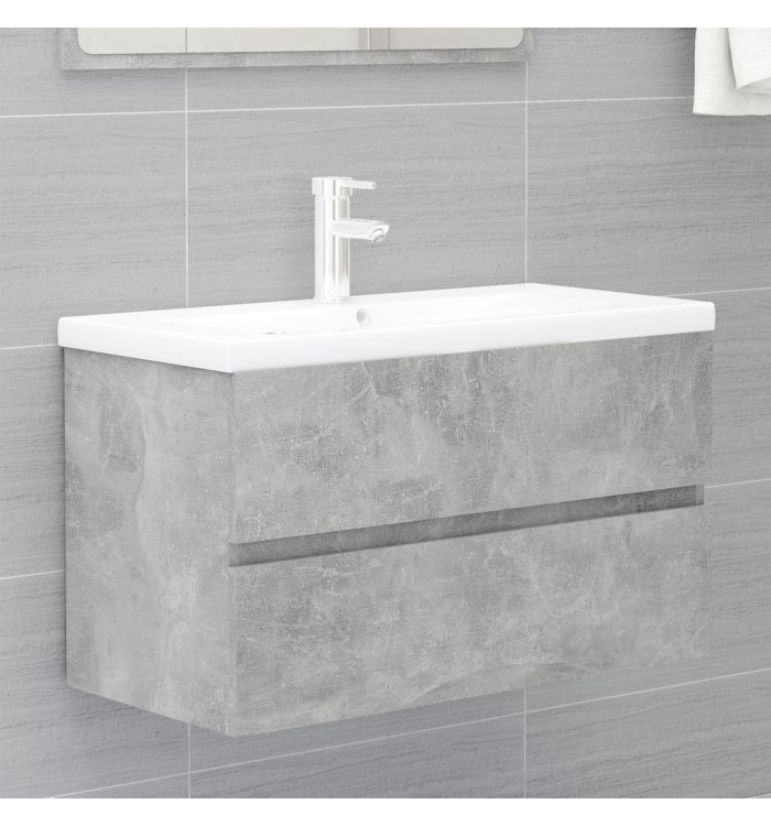 Armoire d'évier et lavabo intégré Gris béton Bois d'ingénierie | Mobilier & Déco