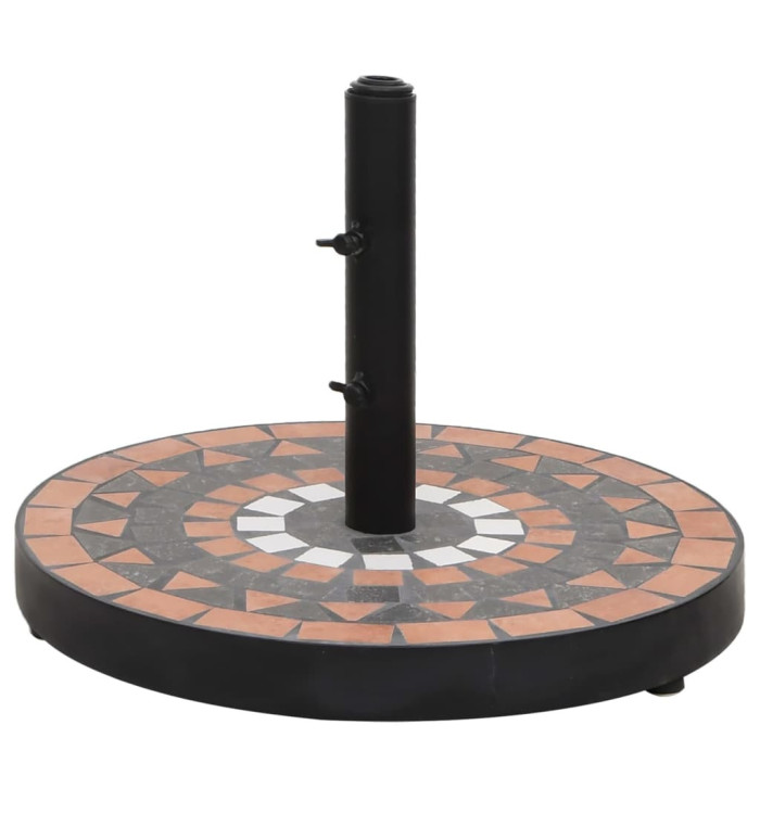 Base de parasol terre cuite et blanc rond 12 kg | Mobilier & Déco