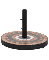 Base de parasol terre cuite et blanc rond 12 kg | Mobilier & Déco