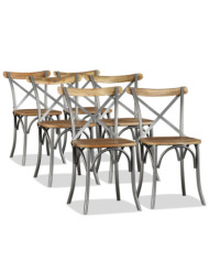 Chaises à manger lot de 6 bois de manguier massif et acier | Mobilier & Déco