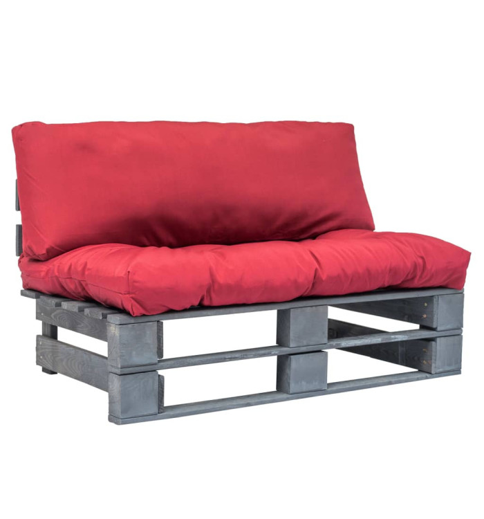 Canapé de jardin palette avec coussins rouge Pinède | Mobilier & Déco